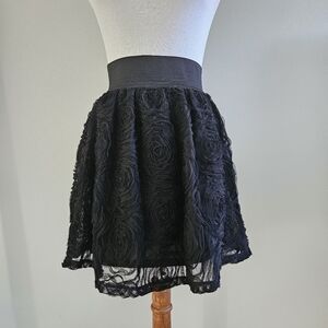 Xhilaration Black Textured Skater Skirt